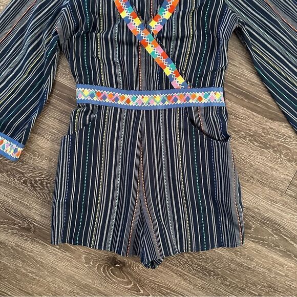 LAIA Multicolor Striped Embroidered Long Sleeve Romper - Picture 2 of 10